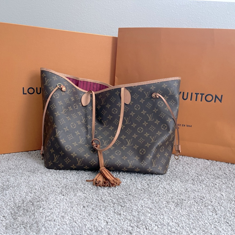 *AUTHENTIC* LOUIS VUITTON Monogram Neverfull GM, Pivone Pink Interior